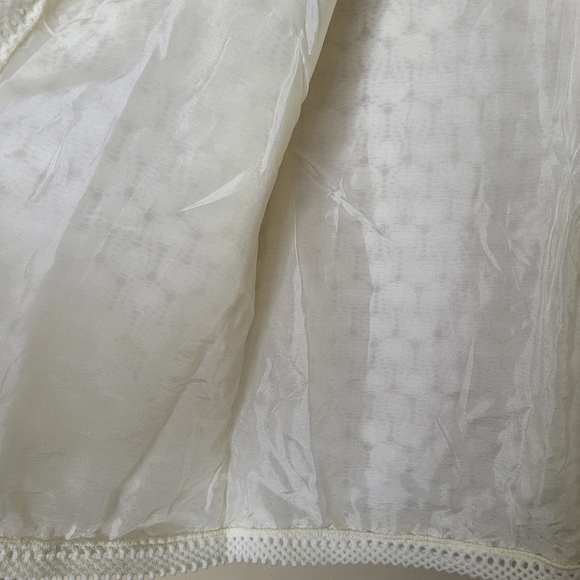 Vintage 60s Vienna Lace Open Front Cardigan S Ivory Acrylic Made In Japan - Picture 5 of 7